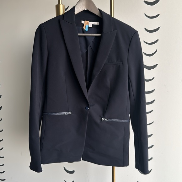 Veronica Beard Navy Scuba Jacket Blazer Size 4 - Picture 2 of 7